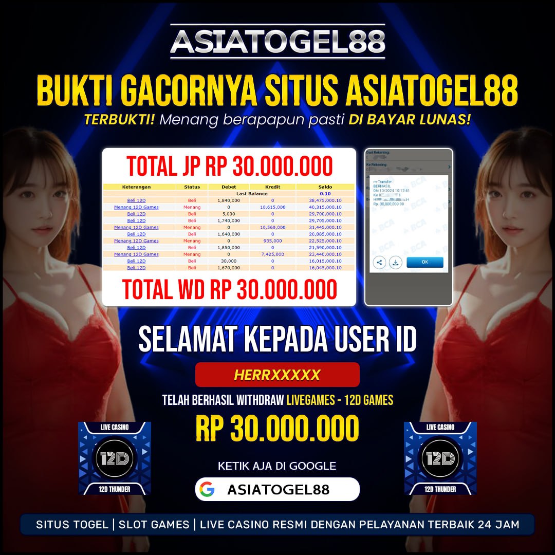 Selamat Atas Kemenangan Besar nya USER ID : HERRXXX !! WD Sebesar Rp 30.000.000 (TIGA PULUH JUTA RUPIAH) JACKPOT LIVE CASINO DI PERMAINAN 24 D SPIN !!