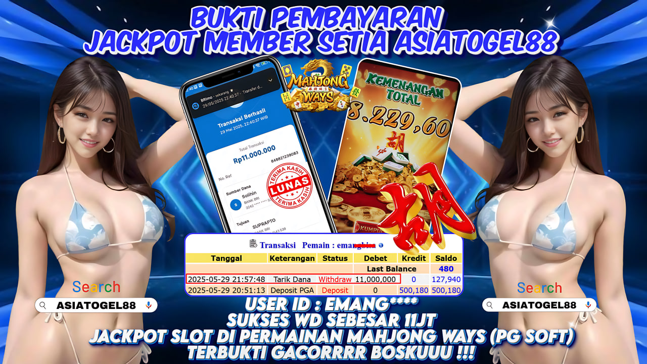 Selamat Atas Kemenangan Besar nya USER ID : EMANG**** !! WD Sebesar Rp 11.000.000 (SEBELAS JUTA RUPIAH RUPIAH ) JACKPOT SLOT DI PERMAINAN MAHJONG WAYS- PG SOFT !!