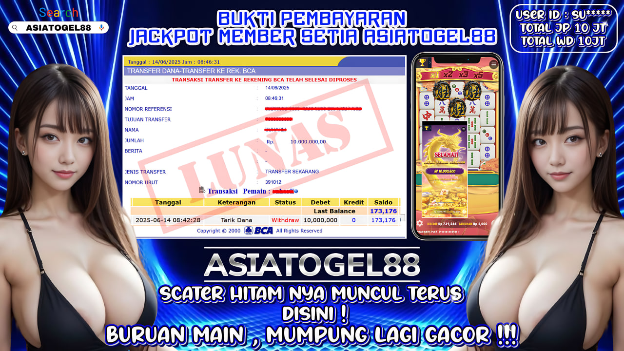 Selamat Atas Kemenangan Besar nya USER ID : SU**** !! WD Sebesar Rp 10.000.000 (SEPULUH JUTA RUPIAH ) JACKPOT SLOT DI PERMAINAN MAHJONG WINS3 (BLACK SCATER) - PRAGMATIC PLAY !!