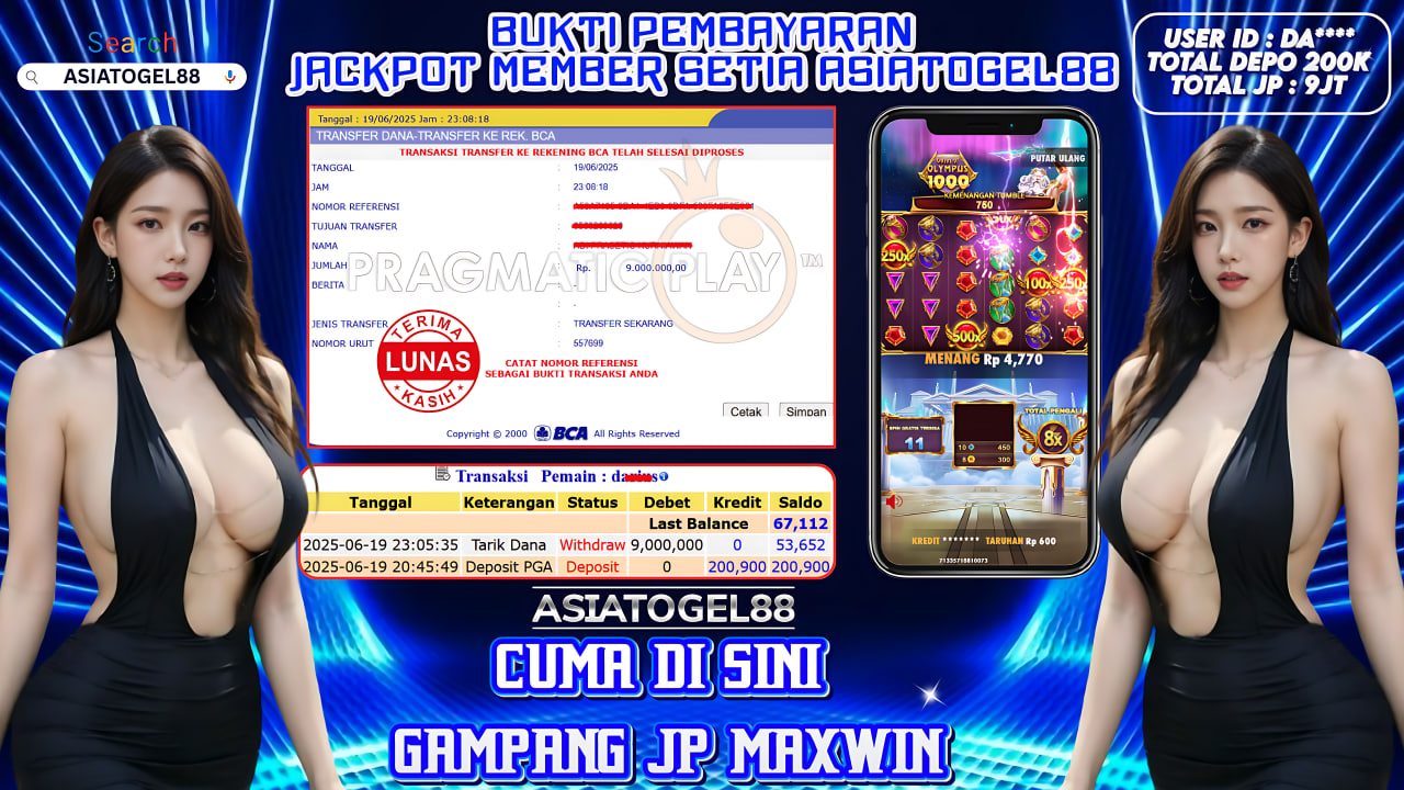 Selamat Atas Kemenangan Besar nya USER ID : DA**** !! WD Sebesar Rp 9.000.000 (SEMBILAN JUTA RUPIAH ) JACKPOT SLOT DI PERMAINAN GATES OF OLYMPUS1000 - PRAGMATIC PLAY !!