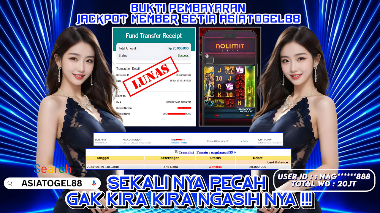 Selamat Atas Kemenangan Besar nya USER ID : NAG******888 !! WD Sebesar Rp 20.000.000 (DUA PULUH JUTA RUPIAH ) JACKPOT SLOT DI PERMAINAN BRUTE FORCE - NO LIMIT CITY!!