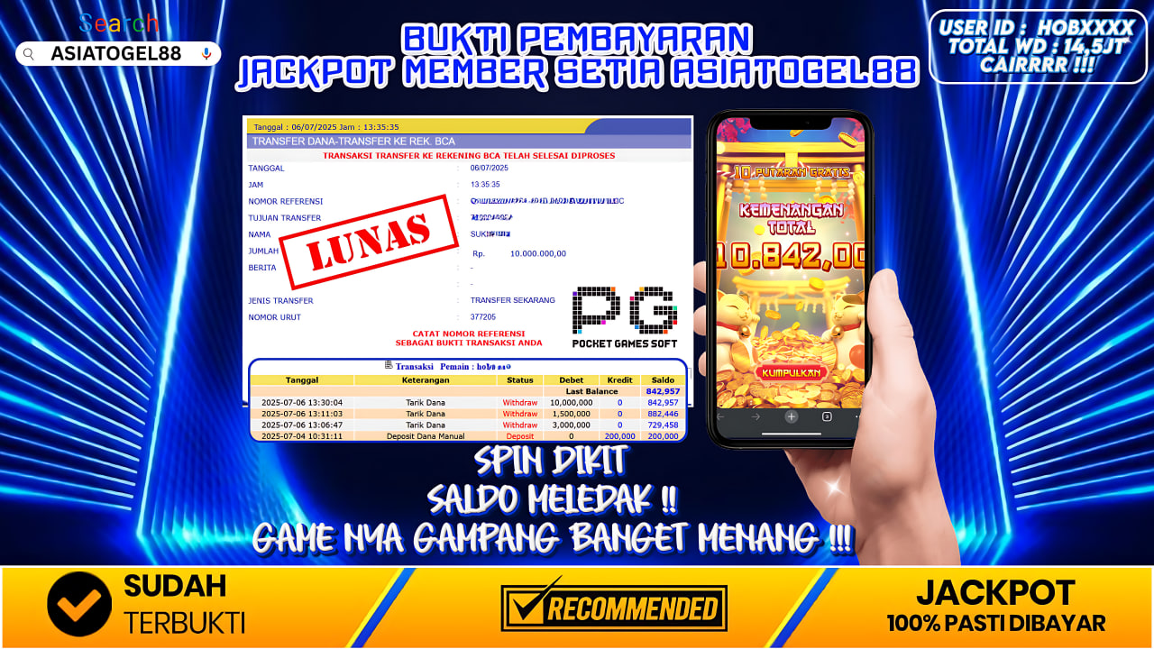Selamat Atas Kemenangan Besar nya USER ID : HOB***** !! WD Sebesar Rp 10.000.000 ( SEPULUH JUTA RUPIAH ) JACKPOT SLOT DI PERMAINAN LUCKY NEKO - PG SOFT!!