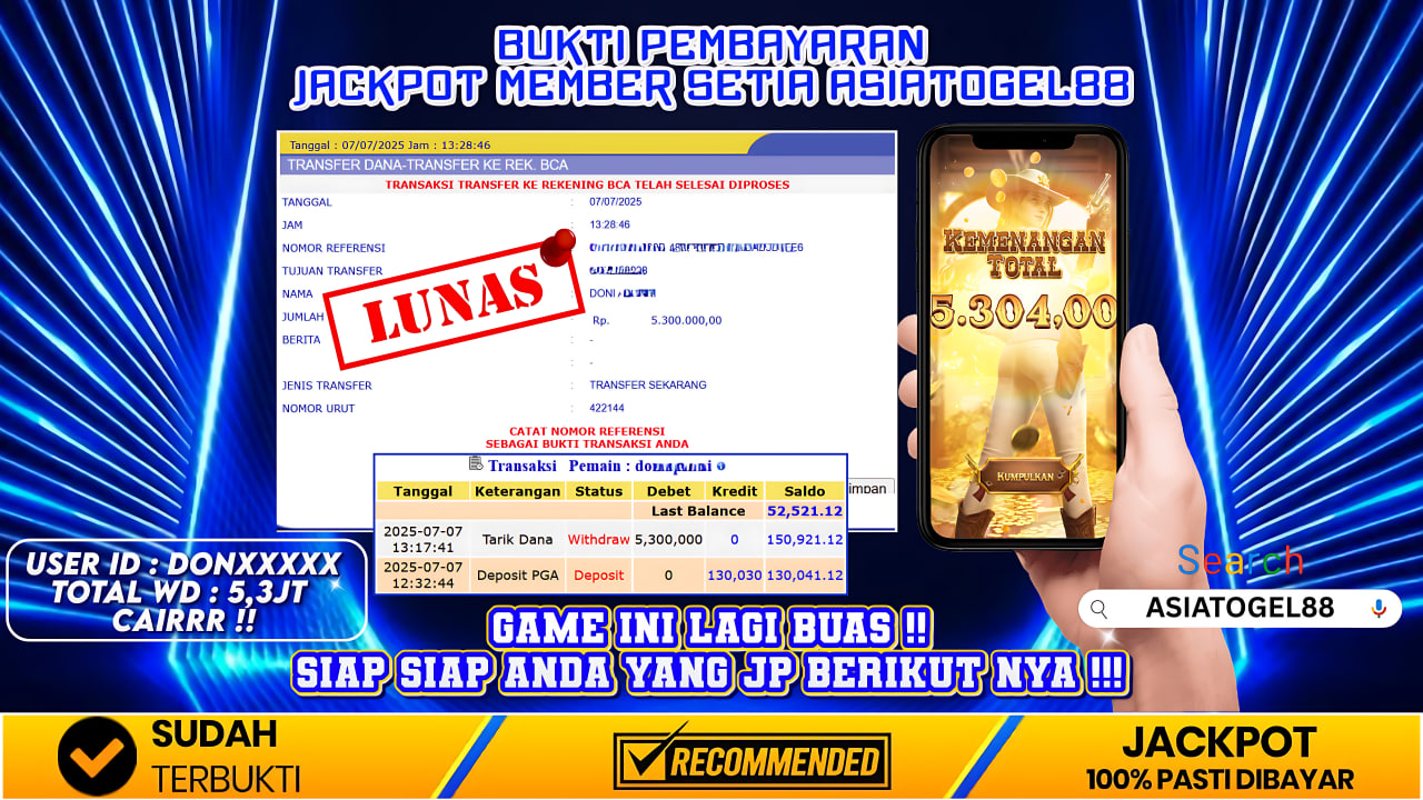 Selamat Atas Kemenangan Besar nya USER ID : DON***** !! WD Sebesar Rp 5.300.000 ( LIMA JUTA TIGA RATUS RIBU RUPIAH ) JACKPOT SLOT DI PERMAINAN WILD BOUNTY SHOWDOWN- PG SOFT!!
