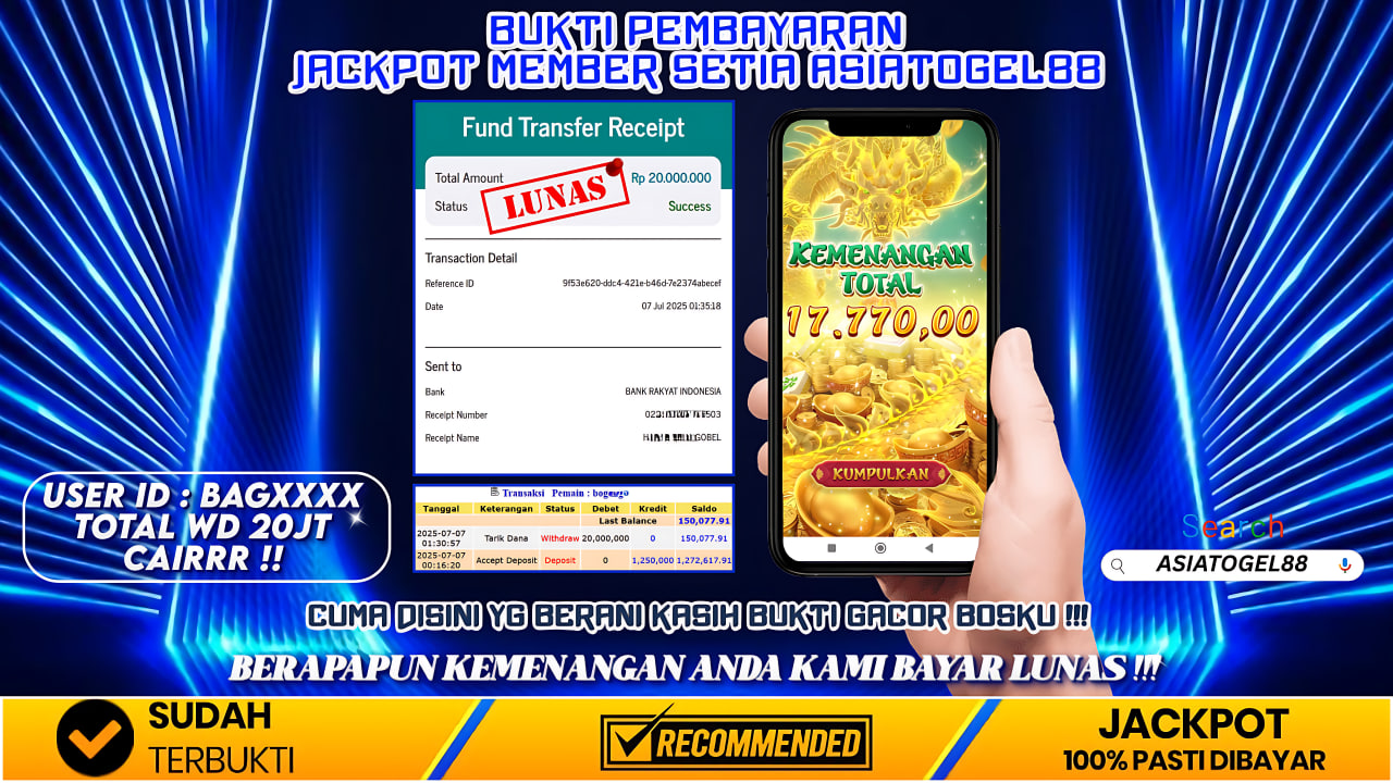 Selamat Atas Kemenangan Besar nya USER ID : BAG***** !! WD Sebesar Rp 20.000.000 ( DUA PULUH JUTA RUPIAH ) JACKPOT SLOT DI PERMAINAN MAHJONG WAYS2- PG SOFT!!
