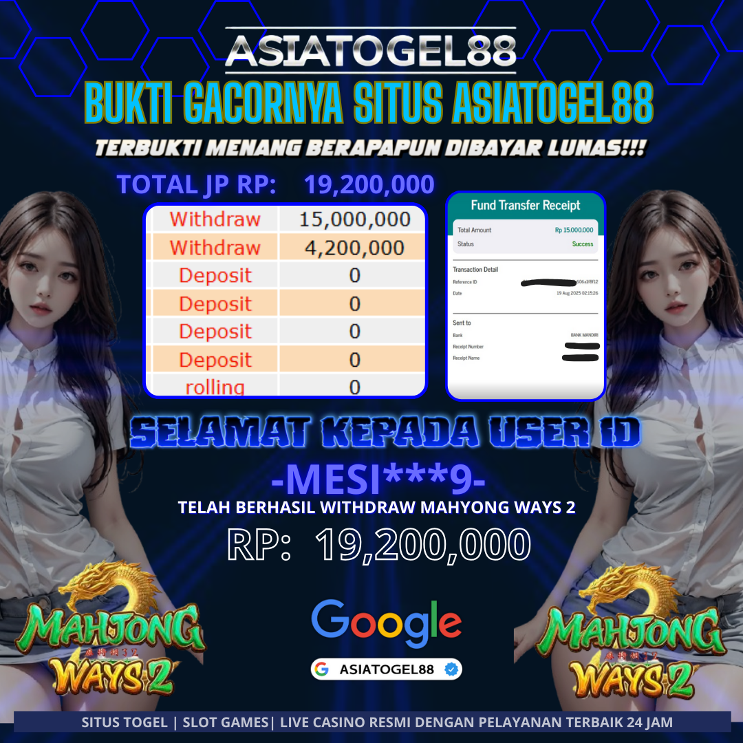 Selamat Atas Kemenangan Besar nya USER ID :-MESI***9- ! WD Sebesar Rp 19.200.000 (SEMBILAN BELAS JUTA DUA RATUS RIBU RUPIAH ) JACKPOT SLOT DI PERMAINAN MAHJONG WAYS 2- PG SOFT!!
